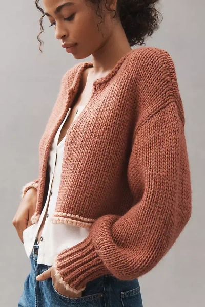 Pilcro Chunky Knit Cardigan Sweater In Brown