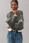 Pilcro Chunky Knit Cardigan Sweater In Gray