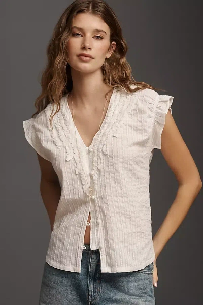 Pilcro Cinched Wedge Top In Neutral