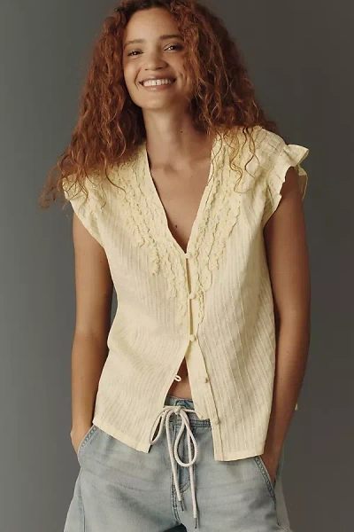 Pilcro Cinched Wedge Top In Yellow