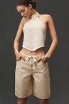 Pilcro Classic Bermuda Denim Shorts In White