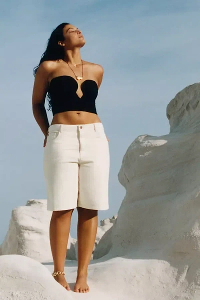 Pilcro Classic Bermuda Denim Shorts In White