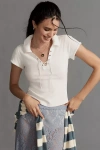 Pilcro Collared Lace-up Baby Tee