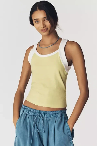 Pilcro Contrast Moto Tank Top In Green