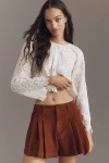 Pilcro Corduroy Pleated Skirty Shorts In Brown