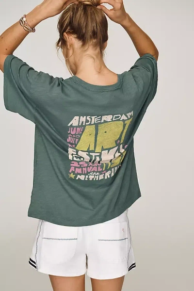 Pilcro Cotton Art Festival Graphic Tee In Green