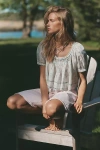Pilcro Cotton-blend Puff-sleeve Cropped Blouse