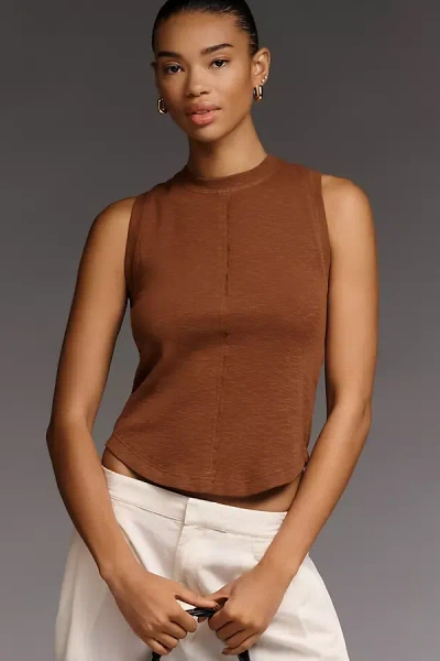 Pilcro Cotton Blend Split Graphic Tank Top In Multi