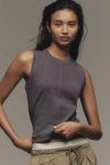 Pilcro Cotton Blend Split Graphic Tank Top In Multi
