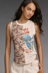 Pilcro Cotton Blend Split Graphic Tank Top In Multi