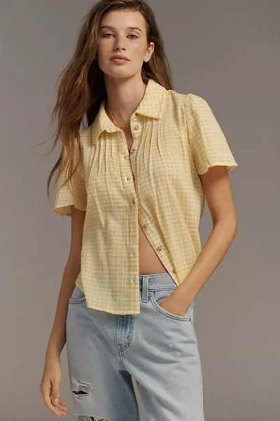 Pilcro Cotton Buttondown Blouse In Yellow
