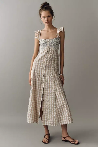 Pilcro Cotton Buttondown Midi Dress In Neutral