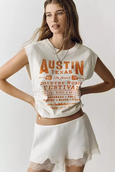 Pilcro Cotton Cinched Muscle Tee In White