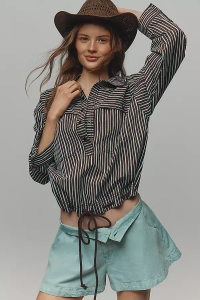 Pilcro Cotton Cinched Utility Top In Black