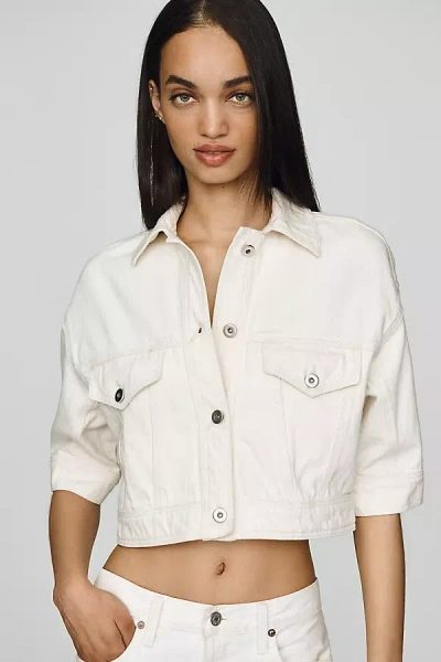 Pilcro Cotton Crop Trucker Jacket In White