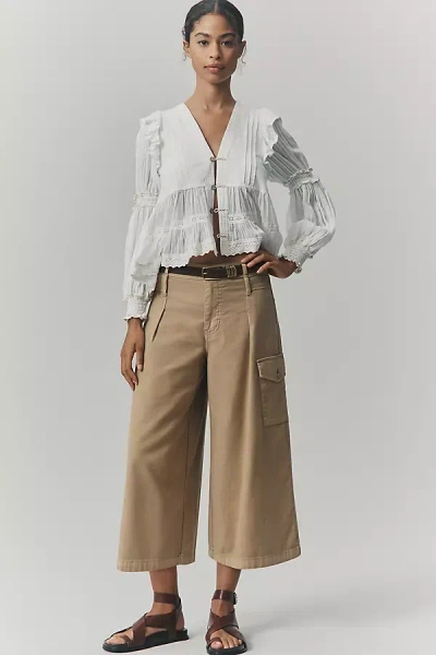 Pilcro Cotton Crop Wide-leg Pants In Brown