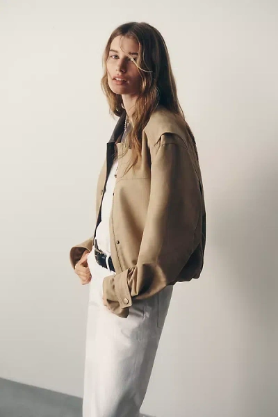 Pilcro Cotton Cropped Utility Jacket In Sand