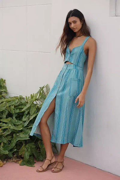 Pilcro Cotton Cutout Midi Dress In Blue