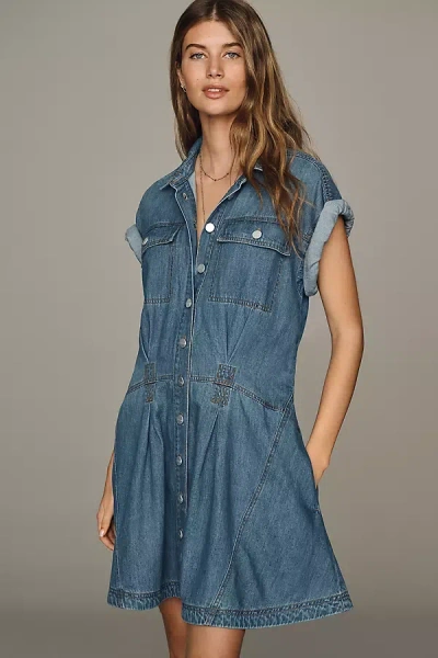 Pilcro Cotton Denim Mini Shirt Dress In Blue