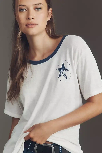 Pilcro Cotton Graphic Tee In White