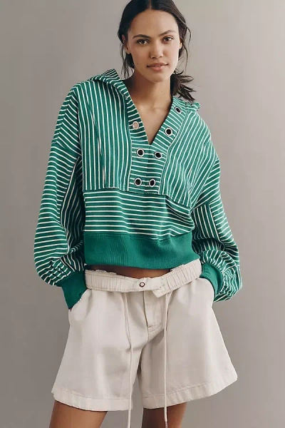 Pilcro Cotton Grommet Hooded Sweatshirt In Green