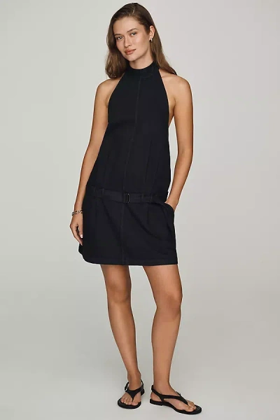 Pilcro Cotton Halter Mini Dress In Black