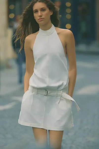 Pilcro Cotton Halter Mini Dress In White