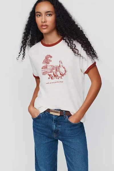 Pilcro Cotton Heritage 100% Cotton Ringer Tee In Beige