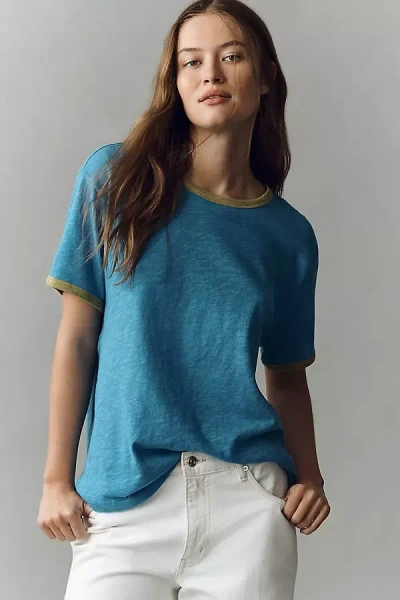 Pilcro Cotton Heritage Graphic Tee In Blue