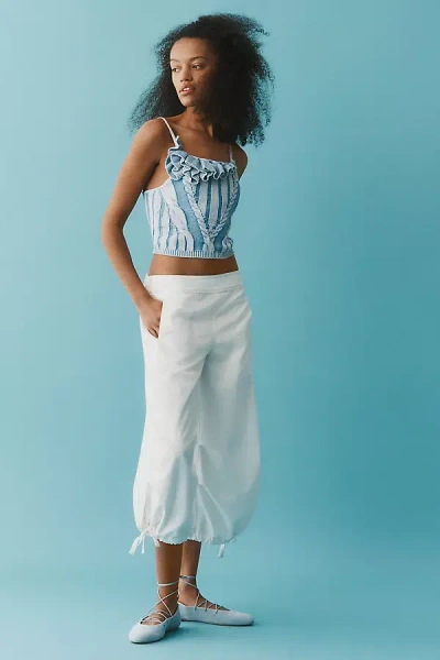 Pilcro Cotton Knit Ruffled Tank Top In Blue