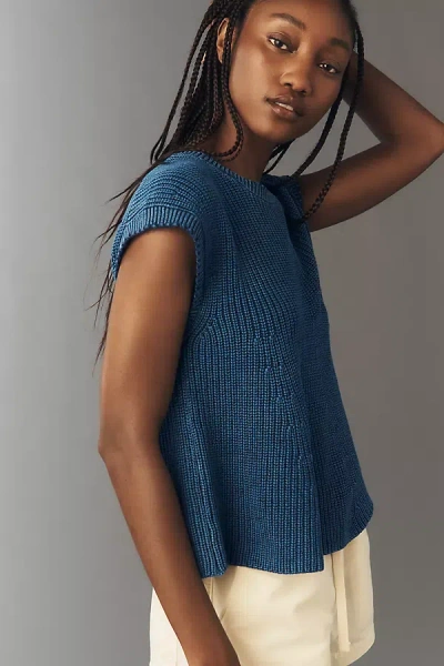 Pilcro Cotton Knit Swing Top In Blue