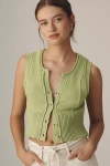 Pilcro Cotton Linen Button-front Sweater Vest In Green