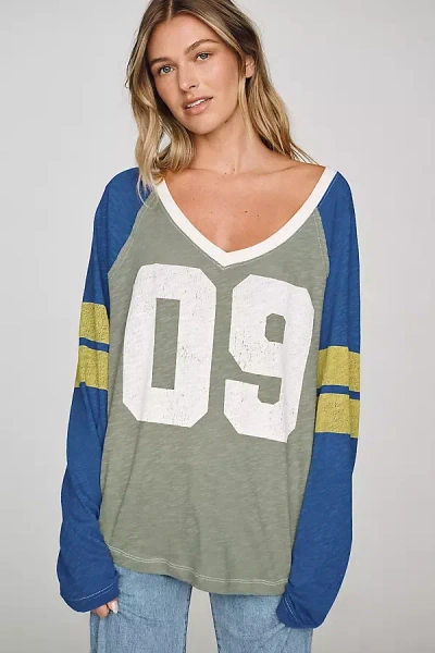 Pilcro Cotton Long-sleeve Varsity Shirt Top In Multi