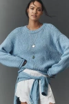 Pilcro Cotton Oversized Roll-hem Pullover Sweater In Blue