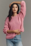 Pilcro Cotton Oversized Roll-hem Pullover Sweater In Pink
