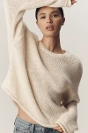 Pilcro Cotton Oversized Roll-hem Pullover Sweater In White