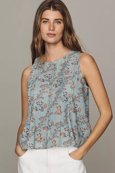 Pilcro Cotton Pintuck Tank Top In Blue