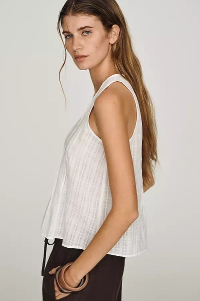 Pilcro Cotton Pintuck Tank Top In White