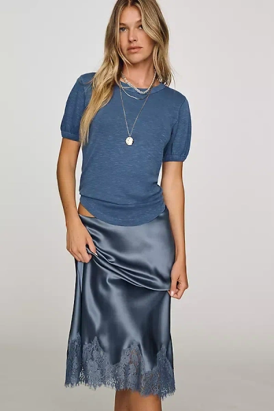 Pilcro Cotton Puff-sleeve Tee In Blue