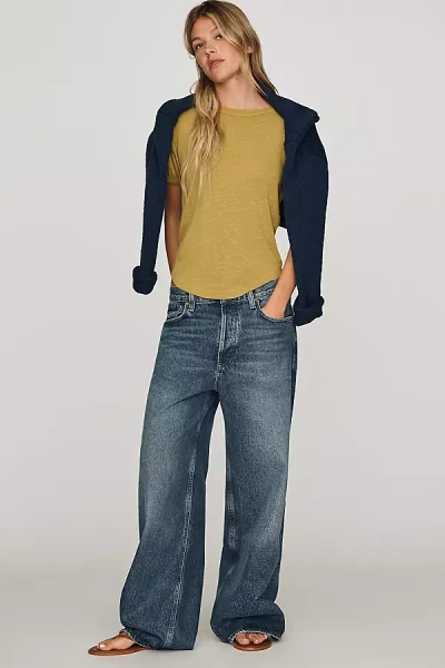 Pilcro Cotton Puff-sleeve Tee In Brown