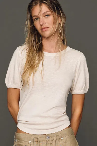 Pilcro Cotton Puff-sleeve Tee In Neutral