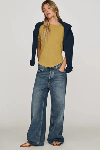 Pilcro Cotton Puff-sleeve Tee In Yellow