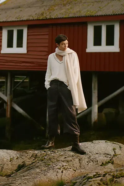 Pilcro Cotton Stretch High Rise Wide Leg Pants In White