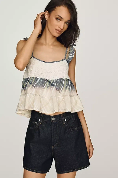 Pilcro Cotton Twofer Crop Swing Tank Top In Gold
