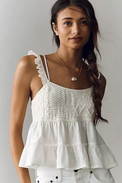 Pilcro Cotton Twofer Crop Swing Tank Top In White