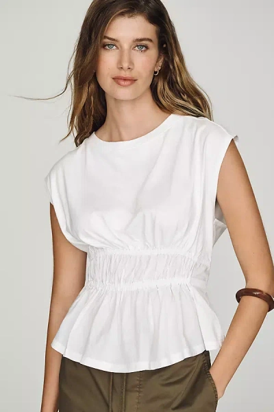 Pilcro Cotton Waisted Muscle Tee In White