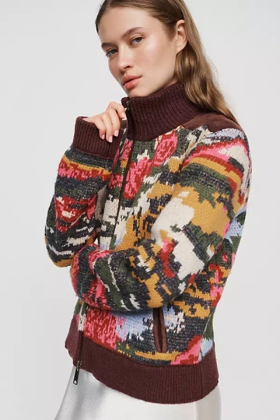 Pilcro Cotton Wool Blend Zip Up Sweater In Multi