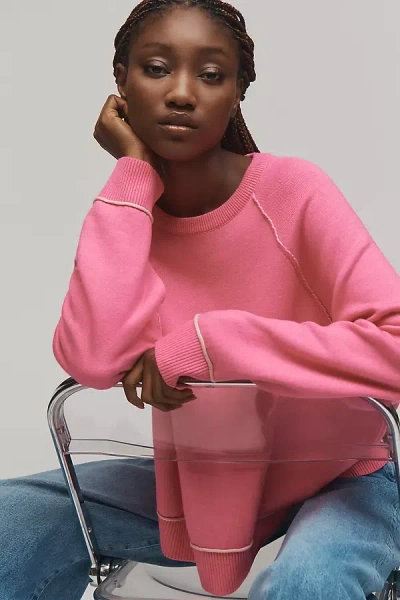 Pilcro Cozy Crew-neck Sweatshirt In Pink