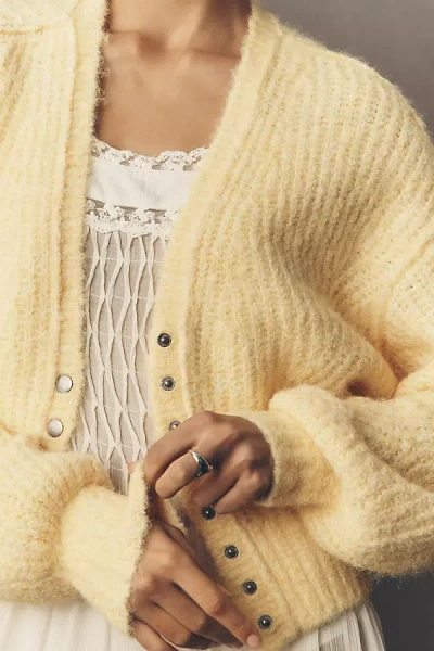 Pilcro Cozy Rib V-neck Cardigan Sweater In Yellow