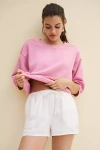 Pilcro Crew-neck Bubble Sweatshirt In Pink